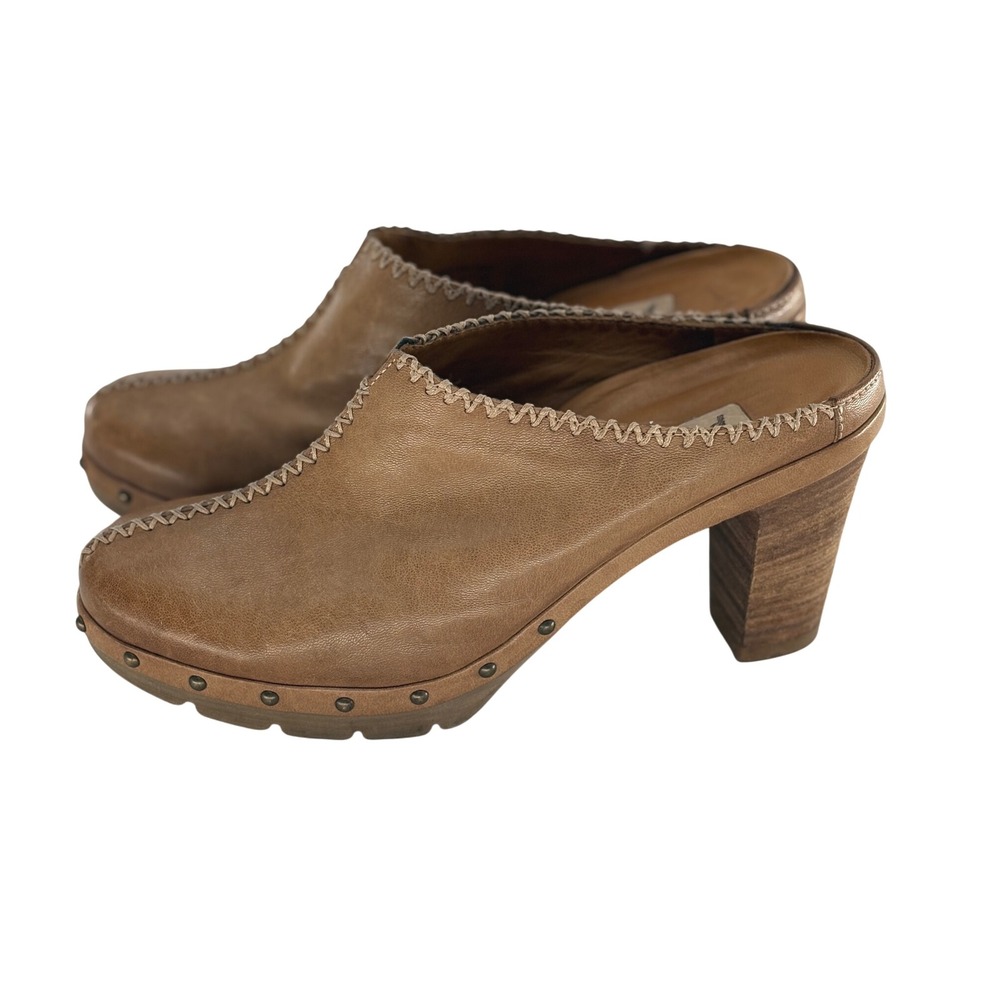 Paul Green Shoes Clogs Myles‎ Heeled Women Size 6.5 Brown Tan Leather